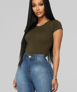Lily Crew Neck Top - Olive