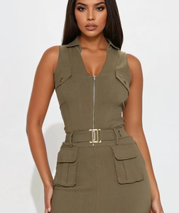 Nora Cargo Mini Dress - Olive