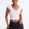 Emma Scoop Neck Short Sleeve Top - White