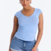 Emma Scoop Neck Short Sleeve Top - SkyBlue