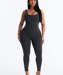 Malia Built In Bra Catsuit - Charcoal