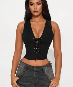 Don't Go Yet Linen Vest - Black