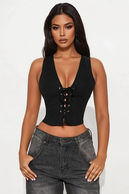 Don't Go Yet Linen Vest - Black