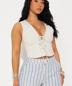 Don't Go Yet Linen Vest - Natural