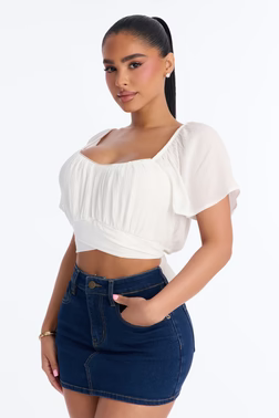 Maritsa Tie Back Gauze Top - Off White