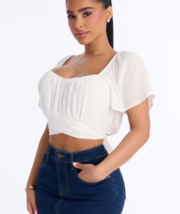 Maritsa Tie Back Gauze Top - Off White