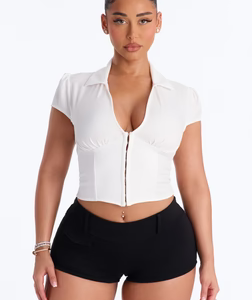 MC-0499 Angie Corset Short Sleeve Top - Ivory