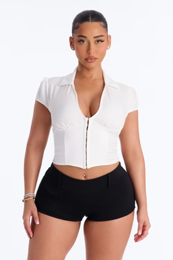 Angie Corset Short Sleeve Top - Ivory