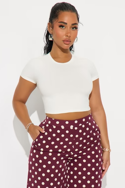 Lizzie Crew Neck Baby Tee - White