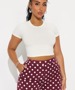 Lizzie Crew Neck Baby Tee - White