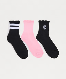 NY Girly 3 Pack Socks - Black/combo