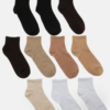 10 Pack Quarter Length Socks - Brown/combo