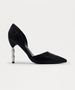Zoha Rhinestone Heel Pumps - Black