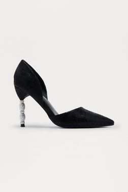MC-0535 Zoha Rhinestone Heel Pumps - Black