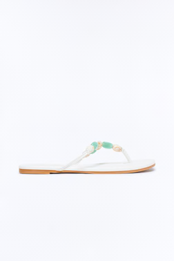Brooke Stone Flip Flops - White