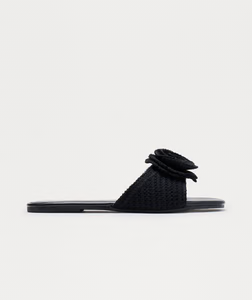MC-0548 Truth Crochet Flower Slip on Sandals - Black