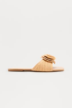 Truth Crochet Flower Slip on Sandals - Tan