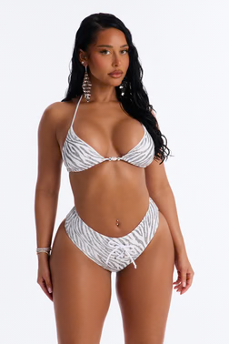 Love To Be Wild 2 Piece Triangle Bikini Set - Black/White