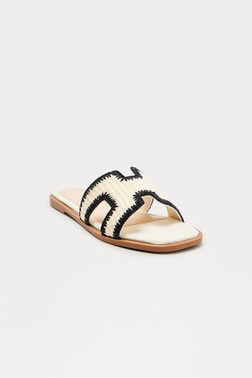 Luke Crochet Slip On Sandals - Black/combo