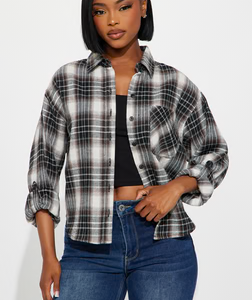 Out Here Flannel Plaid Shirt - Black/combo