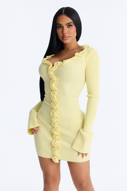 Sweet But Spicy Ruffle Mini Dress - Butter Yellow