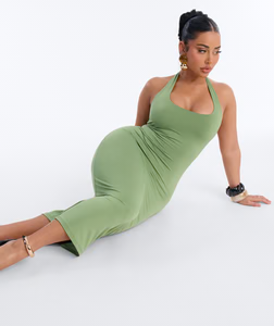 Nellie Double Lined Midi Dress - Olive